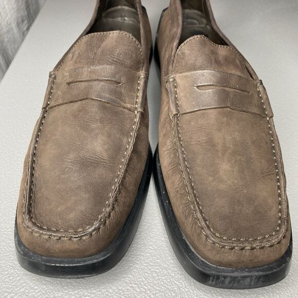 Tod\'s Driving Penny Loafer Shoes Brown Suede Slip-On Square Toe Italy Mens 12 main image 5